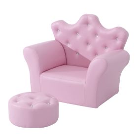 Kids Sofa Set with Footstool, Princess Theme, Diamond Decoration - Cozy Furniture for Children