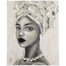 Hand-Painted Gold African Woman Canvas Wall Art for Home Decor 39.25 x 31.5