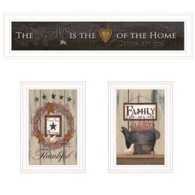 "The Primitive Kitchen vignette" 3-Piece By Trendy Decor 4U, White Frame