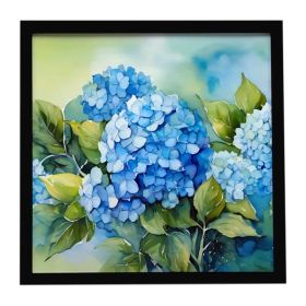 Hydrangeas in Watercolor Framed Metal Print Bathroom, Kitchen, Office, Home Decor Wall Art Ready to Hang, Square, 8X8 (Option: default)