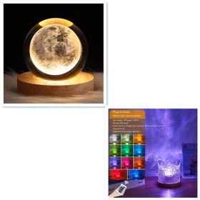 LED Water Ripple Ambient Night Light USB Rotating Projection Crystal Table Lamp RGB Dimmable Home Decoration 16 Color Gifts (Option: 3W-Set1-1PC)