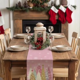 Christmas Table Runner 13x72 Inch, Xmas Trees Snowflakes Holiday Decorative Farmhouse Table Decoration For Kitchen Dinning, Indoor Outdoor Dinner (Option: defaulttitle)