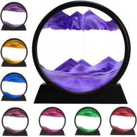 3D Dynamic Sand Art Liquid Motion, Moving Sand Art Picture Round Glass 3D Deep Sea Sandscape In Motion Display Flowing Sand Painting Relaxing Des (Option: Yellow)