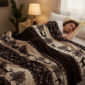 1PC Soft Fleece Throw Blanket, Lightweight Warm Plush Blanket For Camping Sofa Bedroom (Option: Brown-50x60 inch)