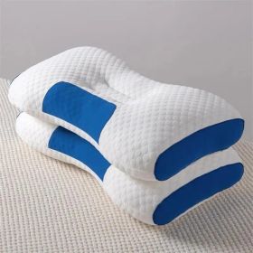 2pcs Knitted SPA Massage Neck Pillow, Cervical Orthopedic Neck Pillow, Soft, Adjustable Ergonomic Contour Support Pillow, Pillow Core, Removable (Option: Blue)