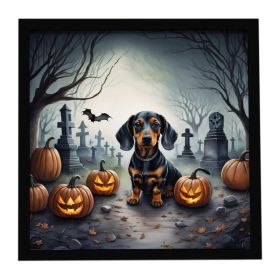 Dachshund Spooky Halloween Framed Metal Print Bathroom, Kitchen, Office, Home Decor Wall Art Ready to Hang, Square, 8X8 (Option: default)