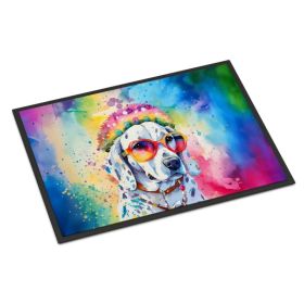 NEW Dalmatian Hippie Dawg Doormat Front Door Mat Indoor Outdoor Rugs for Entryway, Non Slip Washable Low Pile, 18H X 27W (Option: default)