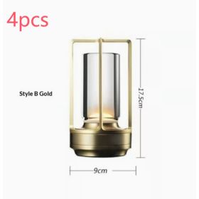 2pcs Portable Touch Control Table Lamp With 5000mAh Battery, 3-Color Stepless Dimming Cordless LED Light For Bedroom Camping Restaurant Bar Indoo (Option: StyleB Gold 4pcs)