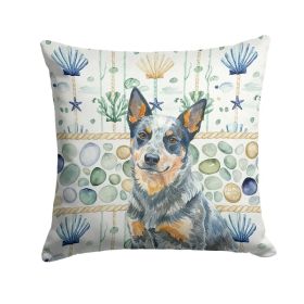 Blue Heeler Australian Cattle Dog Coastal Sea Glass Throw Pillow Decorative Indoor Outdoor Accent Cushion for Couch, Bed or Patio, 18Hx18W (Option: default)
