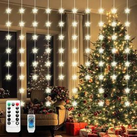 70-Star Warm White LED Curtain Lights With Remote, Twinkle Hanging Fairy Lights For Windows, Bedroom, Walls, Ceilings, Christmas, Weddings, And P (Option: Warm White)