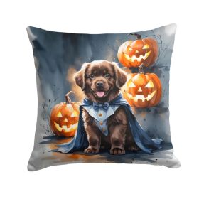 Chocolate Newfoundland Puppy Halloween Throw Pillow Machine Washable, Indoor Outdoor Decorative Pillow for Couch, Bed or Patio, 18Hx18W (Option: default)