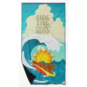 Surfer Dog Ruby Cavalier Spaniel Premium Beach Towel Oversized Towel Beach Blanket, Pool, Beach Essentials, Yoga, Premium Bath Towel, Quick Dry P (Option: default)