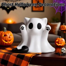 Halloween Ghost Figurine, Spooky Resin Ghost Statue, Cute Ghost Halloween Decoration for Home and Office Desktop Decor Display Ornaments (Option: Cat Ghost)