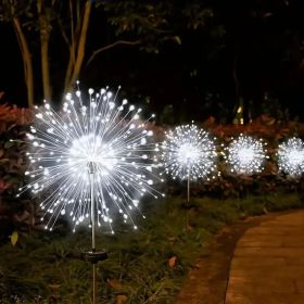 120 LED Solar Fireworks Lights, Starburst Fairy Lights with 8 Lighting Modes, IP4X, Solar Powered Pathway Lights for Patio, Yard, Christmas Holid (Option: White)