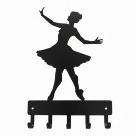 CIFbuy Adorable Ballerina Decorative Metal Wall Hook Multipurpose Coat Rack Key Holder Hanging, Organizer for Bags Towels, Lovely Home Decor Gift (Option: 65725278)
