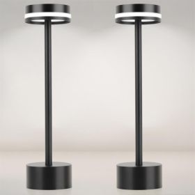 2pcs LED Cordless Table Lamp, 5000mAh Rechargeable Battery, 3 Color Modes Stepless Dimming Touch Lamp, Aluminum Portable Night Light, IP54 Waterp (Option: 2pcs)
