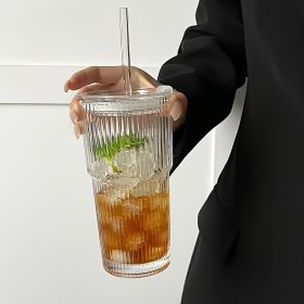 Glass Cup With Straw (Option: 1PCs)