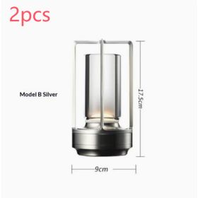 2pcs Portable Touch Control Table Lamp With 5000mAh Battery, 3-Color Stepless Dimming Cordless LED Light For Bedroom Camping Restaurant Bar Indoo (Option: StyleB silver 2pcs)
