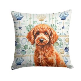 Toy Red Poodle Coastal Sea Glass Throw Pillow Decorative Indoor Outdoor Accent Cushion for Couch, Bed or Patio, 18Hx18W (Option: default)