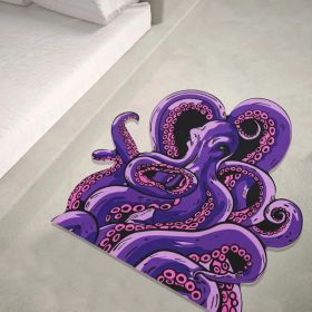Octopus Bathroom Rug Non-Slip Mat -, Microfiber Absorbent Octopus Rug Non-Slip Backing, Unique Gift And Holiday Decor Rug For Tabletop Role Playi (Option: purpleA)