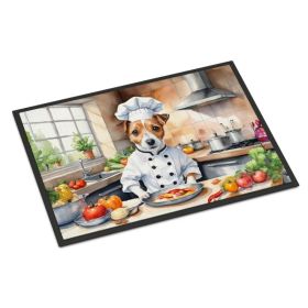 Jack Russell Terrier The Chef Doormat Front Door Mat Indoor Outdoor Rugs for Entryway, Non Slip Washable Low Pile, 24H X 36W (Option: default)