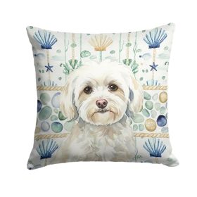 White Havanese Coastal Sea Glass Throw Pillow Decorative Indoor Outdoor Accent Cushion for Couch, Bed or Patio, 18Hx18W (Option: default)