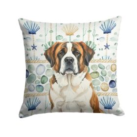 Brindle and White Saint Bernard Coastal Sea Glass Throw Pillow Decorative Indoor Outdoor Accent Cushion for Couch, Bed or Patio, 14Hx14W (Option: default)