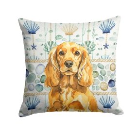 Golden English Cocker Spaniel Coastal Sea Glass Throw Pillow Decorative Indoor Outdoor Accent Cushion for Couch, Bed or Patio, 14Hx14W (Option: default)