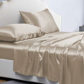 4-Piece Satin Bed Sheet Set, 14-Inch Deep Pocket (Option: Khaki)