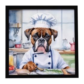 Boxer The Chef Framed Metal Print Bathroom, Kitchen, Office, Home Decor Wall Art Ready to Hang, Square, 8X8 (Option: default)
