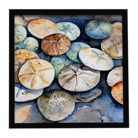 Sand Dollars Framed Metal Print Bathroom, Kitchen, Office, Home Decor Wall Art Ready to Hang, Square, 8X8 (Option: default)