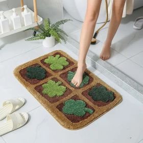 Bathroom Rug 20x32 Non Slip Fluffy Teal Bath Mat For Bathroom Floor Washable Plush Luxury Bath Rug For Tub Soft Shaggy Absorbent Shower Sink Mat (Option: FourLeaf31x20IN)