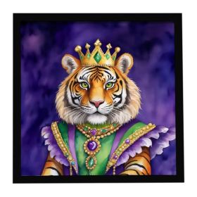 Tiger the King of Mardi Gras Framed Metal Print Bathroom, Kitchen, Office, Home Decor Wall Art Ready to Hang, Square, 8X8 (Option: default)
