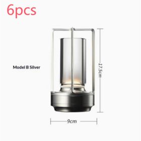 2pcs Portable Touch Control Table Lamp With 5000mAh Battery, 3-Color Stepless Dimming Cordless LED Light For Bedroom Camping Restaurant Bar Indoo (Option: StyleB silver 6pcs)