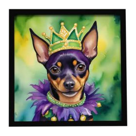 Miniature Pinscher King of Mardi Gras Framed Metal Print Bathroom, Kitchen, Office, Home Decor Wall Art Ready to Hang, Square, 8X8 (Option: default)