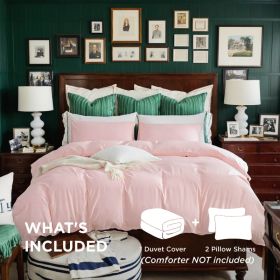 This High-quality White And Pink Oversized Solid Color Duvet Cover Set Includes One Duvet Cover And Two Pillowcases. Its Universally Appealing De (Option: Pink-Q)