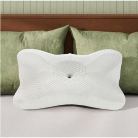 Cervical Neck Pillow, Cooling Ergonomic Memory Foam Pillows  Dual Height Orthopedic Support Contour Pillow For Side (Option: Kwhite)