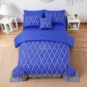 3-Piece Lace Embroidered Comforter Set with 2 Pillow Shams, Elegant Floral Bedding for Queen, King and California King Beds (Option: Navy-Queen)