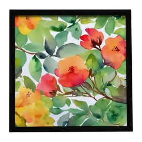 Connecticut Mountain Laurels in Watercolor Framed Metal Print Bathroom, Kitchen, Office, Home Decor Wall Art Ready to Hang, Square, 8X8 (Option: default)