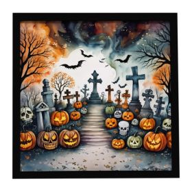 Day of the Dead Spooky Halloween Framed Metal Print Bathroom, Kitchen, Office, Home Decor Wall Art Ready to Hang, Square, 8X8 (Option: default)