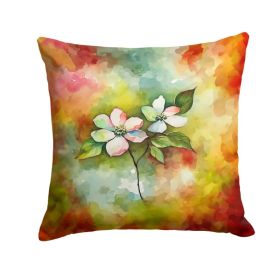 Virginia American Dogwood in Watercolor Throw Pillow Machine Washable, Indoor Outdoor Decorative Pillow for Couch, Bed or Patio, 18Hx18W (Option: default)