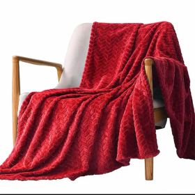 Solid Color Flannel Wheat Grain Blanket Children's Blankets (Option: Red-120x200cm)