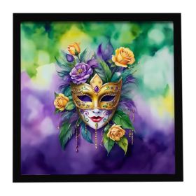 Mask Mardi Gras Framed Metal Print Bathroom, Kitchen, Office, Home Decor Wall Art Ready to Hang, Square, 8X8 (Option: default)