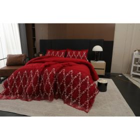 3-Piece Lace Embroidered Comforter Set with 2 Pillow Shams, Elegant Floral Bedding for Queen, King and California King Beds (Option: Purple-Queen)
