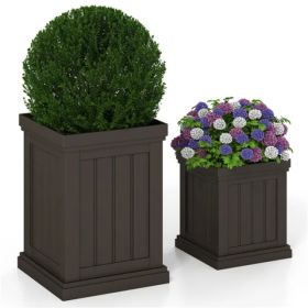 Set Of 2 Stackable PP Planters With Efficient Drainage Holes, Weather-Resistant Flower Pots For Indoor Outdoor Use (Option: defaulttitle)