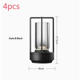 2pcs Portable Touch Control Table Lamp With 5000mAh Battery, 3-Color Stepless Dimming Cordless LED Light For Bedroom Camping Restaurant Bar Indoo (Option: StyleB Black 4pcs)