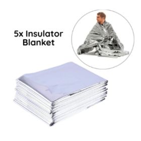 Emergency Blanket Outdoor Portable Thermal Double-sided Silver Survival (Option: Silver-130x210cm-5pcs)