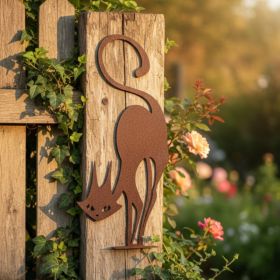 CIFbuy Gothic Black Cat Metal Wall Art Rustproof Vintage Halloween Steel Sculpture for, Indoor Outdoor Garden Spooky Hanging Ornament Decor, Uniq (Option: 17297390)