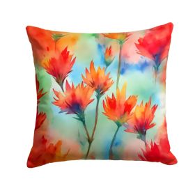 Wyoming Indian Paintbrush in Watercolor Throw Pillow Machine Washable, Indoor Outdoor Decorative Pillow for Couch, Bed or Patio, 18Hx18W (Option: default)