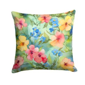 Alaska Forget-me-nots in Watercolor Throw Pillow Machine Washable, Indoor Outdoor Decorative Pillow for Couch, Bed or Patio, 18Hx18W (Option: default)